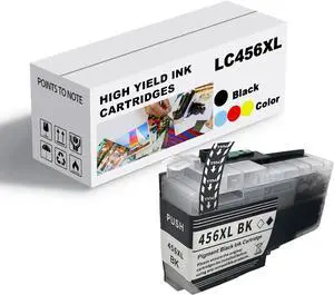Ink Cartridge for Brother LC456XLBK LC456XLC LC456XLM LC456XLY High Yield,Compatible J4340DW J4540DW Printer Page Yield Up to 6000 Pages Black 5000 Pages Color Black