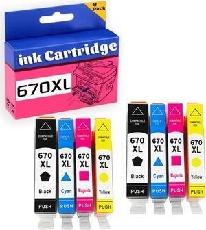 670XL Ink Cartridge  High Yield Replacement Pack,Compatible for DESKJET 3525 5525 4615 4625 6525 Printer 2 Set