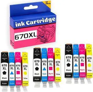 670XL Ink Cartridge  High Yield Replacement Pack,Compatible for DESKJET 3525 5525 4615 4625 6525 Printer 3 Set