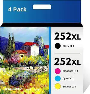 252XL Ink Cartridges Remanufactured for Epson 252 Ink Cartridges Remanufactured for Epson 252XL, 252 XL Works with Epson Workforce WF-3640 WF-7720 WF-3620 WF-7710 WF-7620 WF-7610 WF-7210(4 Packs)