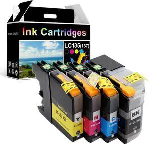 LC135XL High Yield Ink Cartridges,Compatible for Brother LC137XL BK LC135 C M Y Ink Cartridges,Work for Brother DCP-J4110DW MFC-J4410DW J4510DW J4710DW Printers Como Pack