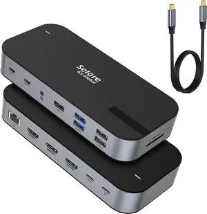 Selore USB C Dock 3 HDMI, 3 HDMI Docking Station Dual Monitor,16 in 1 Laptop Docking Station 3 Monitors with 3 HDMI,10G USB A/C 3.1,100W PD,SD/TF,Ethernet,USB C Hub,USB C Dongle for Windows Mac