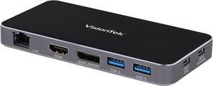 VisionTek VT350 Portable USB-C Dual Monitor Hub - 1x DP, 1x HDMI, 2X USB-A, 1x Ethernet, 1x USB-C for Windows/MacOS/ChromeOS/iOS