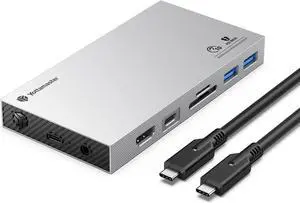 Yottamaster Aluminum USB C Hub with M.2 NVMe SSD Enclosure, 10-in-1 USB C Docking Station 10Gbps for NVMe PCI-E M.2 SSD, Support 100W Charging, 4K HDMI, RJ45, 4 USB Ports, Audio, SD/TF Card Reader