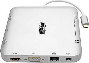 Tripp Lite USB-C Docking Station for Dual Monitors, 4K HDMI @ 30Hz, Mini Display Port mDP, VGA, USB 3.2 Gen 1, Gb Ethernet Port, 60W Charging, Thunderbolt 3 Compatible, 3-Year Warranty (U442-DOCK2-S)
