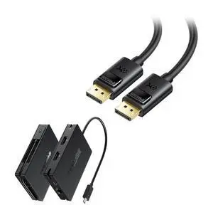 Cable Matters 1-Pack 8-in-1 Portable 40Gbps USB4 Hub (USB 4 Dock) Dual DisplayPort 4K, Single DisplayPort 8K, 100W PD, Gigabit Ethernet & [VESA Certified] 2-Pack 6 ft DisplayPort Cable 1.4