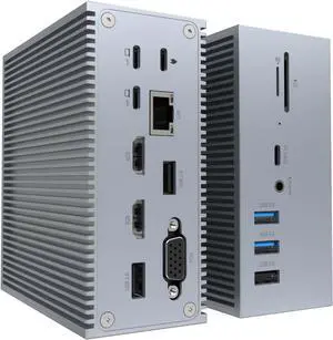 Docking Station, QIYO 16 in 2 USB C Triple Display Docking Station for Type C Windows Laptops, Dual 4K HDMI, VGA, 6 USB, RJ45 and SD/TF Card Reader