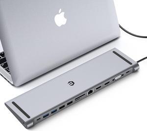 13 in 1 USB C Hub, Laptop Docking Station with 2 HDMI, VGA, PD 100W, USB C Port, 4 USB, Gigabit Ethernet, Audio, SD/TF Thunderbolt 3 for Windows