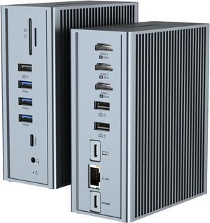 OBERSTER USB C Docking Station, 16 in 1 Display Triple HDMI, 100W PD, Ethernet, 3.5mm Audio, 2 USB-A and USB-C 10Gbps, SD/TF for Mac Pro/Air and Thunderbolt 3 Laptops
