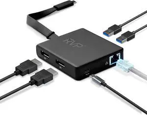 RVP+ USB C Docking Station Dual Monitor, 6-in-1, 100W Laptop-Charging, DisplayPort Multi-Stream Transport (MST), Ethernet, Compatible with Thunderbolt 3 Laptop (RVP-601) RVP+ USB C Docking Station Dual Monitor, 6-in-1, 100W Laptop-Charging, DisplayPort Multi-Stream Transport (MST), Ethernet, Compatible with Thunderbolt 3 Laptop (RVP-601)
