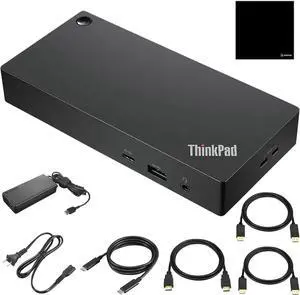 Lenovo ThinkPad Universal Thunderbolt 4 Dock (40B0) DK2131 + UltraHD HDMI Cable + 2 Displayport Cables + Connectivity Bundle Docking Station