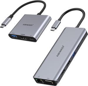 3 in 1 USB C to HDMI Multiport Adapter with 4K HDMI Output & 14 in 1 USB C Docking Station Dual Monitor for Dell/HP/Lenovo/Surface Laptop with 2hdmi vga