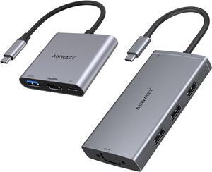 3 in 1 USB C to HDMI Multiport Adapter with 4K HDMI Output & 8 in 1 USB C Docking Station Dual Monitor for Dell/HP/Lenovo/Surface Laptop with 2hdmi dp vga