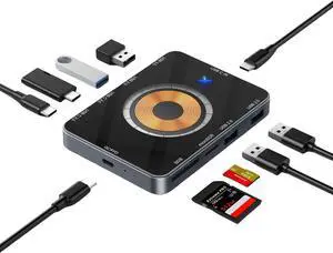 USB C Hub, 10-in-1 Multi-Port Laptop Docking Station, Professional Docking Station with Fast Transfer, PD Charging, Wireless Charging, for Cellphone, Tablet, Laptop