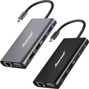 Hiearcool Docking Station, 11IN1 USB-C Laptop Docking Station-(Grey and Black)