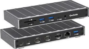Qwiizlab 13-in-1 Docking Station for MacBook M1/M2/Windows, DisplayLink Triple Monitor (2X HDMI 4K 1x DisplayPort), 100W PD Charge, 2.5Gbps Ethernet, 10Gbps USB Ports, Card Readers, 3.5mm Audio