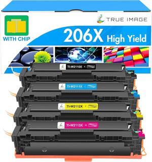 206X Toner Cartridges 4 Pack High Yield: MFP M283cdw M255dw M283fdw 206A Set Compatible Replacement  206X  Color Laserjet Pro MFP M283fdw M283cdw M283 Printer Ink (with Chip -B/C/Y/M)