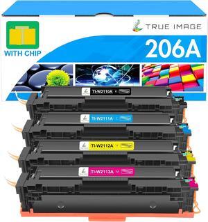 206A Toner Cartridges 4 Pack: MFP M283cdw M283fdw Set 206X Compatible Replacement  206A 206X  Color Laserjet MFP M283fdw M255dw M283 M255 Printer High Yield Toner Ink (with Chip -B/C/Y/M)