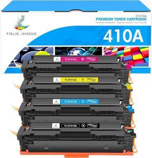 True Image Compatible Toner Cartridge Replacement  410A 410X CF410A CF411A CF412A CF413A Color Pro MFP M477fnw M477fdw M477fdn M452dn M452nw M477 Printer (Black Cyan Yellow Magenta, 4-Pack)