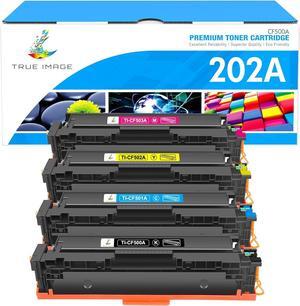 TRUE IMAGE Compatible Toner Cartridge Replacement  202A CF500A 202X M281fdw Color Laserjet Pro MFP M281fdw M281cdw M254dw M281fdn M254 M281 202 Toner Printer (Black Cyan Yellow Magenta, 4-Pack)