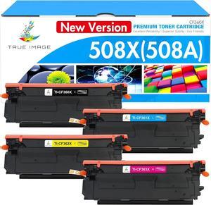 508X 508A Toner Cartridges Set: 4 Pack High Yield M553 Compatible Replacement  508X 508A CF360X CF361X CF362X CF363X New Version for Enterprise M553N M553X M553dn M577 Printer Ink (B/C/Y/M)