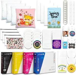 Sawgrass SubliJet UHD Inks SG500 & SG1000 4 Pack CMYK with 50 ProSub Sublimation Blanks, 31ml, Cyan-Yellow-Magenta-Black, SG-UHD-BUNDLE-13