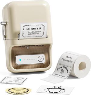 NIIMBOT B21 Label Maker Machine with Tape 2Inch Portable Sticker Maker Thermal Label Printer for Jar Price Address Label for Business Home Office Organization, White