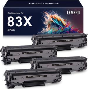 LEMERO 83X CF283X Toner Cartridge Compatible Replacement  83X CF283X 83A CF283A High Yield - use with Laserjet Pro M201dw MFP M225dw MFP M225dn MFP M225nw (Black, 4-Pack)