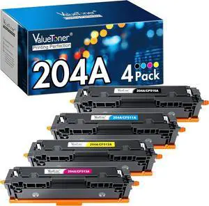 Valuetoner Compatible Toner Cartridge Replacement  204A CF510A CF511A CF512A CF513A to use with Color Laserjet Pro MFP M180nw M154nw M180n M154a MFP M181fw Printer Tray(4-Pack)