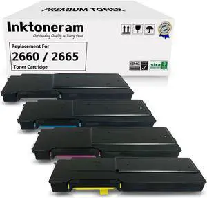 C2660dn C2665dnf Compatible Toner Cartridges Replacement for Dell C2660dn / C2665dnf 593-BBBU 593-BBBT 593-BBBS 593-BBBR High Yield ([Black,Cyan,Magenta,Yellow], 4-Pack)
