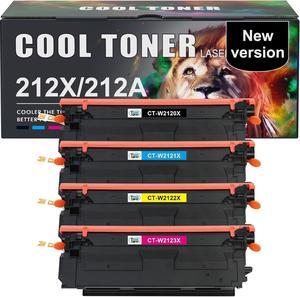 212X Toner Cartridges 4 Pack: (with Chip) Compatible  212X W2120X 212A W2120A  Color Laserjet Enterprise M555dn M554dn M555x M554 M555 MFP M578 Series Printer Ink (New Version-BK/C/Y/M)
