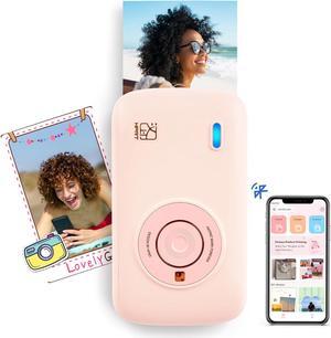 HPRT CP2100 Portable Photo Printer for iPhone & Android, 2.1x3.4 Mini Instant Color Printer, Bluetooth 5.0, Type-C Charging, Dye-Sublimation Tech, Initial 10 Sheets Included, Pink