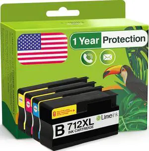 Limeink Compatible Ink Cartridges Replacement  712 Ink Cartridges 712XL Ink  for DesignJet T650 T630 T230 T210 Studio Plotter Printers Magenta Black Cyan Yellow (4 Pack)