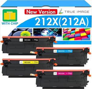 212X Toner Cartridges 4 Pack: (with Chip) Compatible  212X W2120X 212A W2120A Toner Work  Color Enterprise M554dn M555dn M555x M554 M555 MFP M578 Series Printer Ink (New Version-BK/C/Y/M)