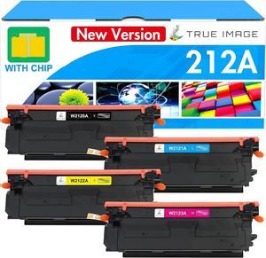 212A Toner Cartridges 4 Pack: (with Chip) Compatible  212A W2120A 212X W2120X Toner Work  Color Enterprise M554dn M555dn M555x M554 M555 MFP M578 Series Printer Ink (New Version-BK/C/Y/M)