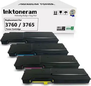 Compatible Toner Cartridges Replacement for Dell C3760n C3760dn C3765dnf W8D60 1M4KP XKGFP MD8G4 Extra High Yield ([Black,Cyan,Magenta,Yellow], 4-Pack)