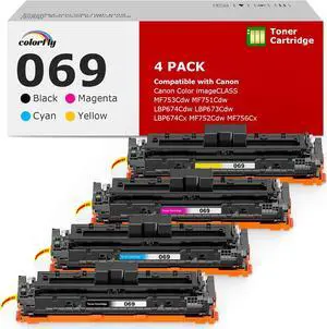 069 Toner Cartridge Set 069H MF753Cdw Compatible Replacement for Canon 069 069H Toner Cartridge Set for Canon imageCLASS MF753Cdw MF751Cdw LBP674Cdw Printer Ink 4 Pack
