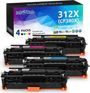 INK E-SALE Remanufactured Toner Cartridge Replacement  312A 312X (4-Pack) CF380X CF381A CF382A CF383A use for Laserjet Pro MFP M476dn M476dw M476nw Printer