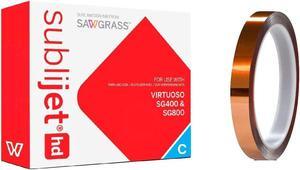 Sawgrass SG400/SG800 Cyan Ink Cartridge - Sublijet HD Standard Size 29ml - Bundled with 1 Roll of SUBLIMAX Brand Heat-Resistant Tape