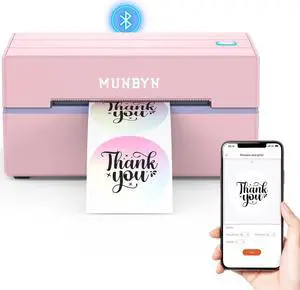 MUNBYN 130B Bluetooth Thermal Label Printer+2 Inch Circle Thermal Sticker Labels+Shipping Scale, Accurate 66lb/0.1oz Postal Scale with Sweet Pink Style MUNBYN 130B Bluetooth Thermal Label Printer+2 Inch Circle Thermal Sticker Labels+Shipping Scale, Accurate 66lb/0.1oz Postal Scale with Sweet Pink Style