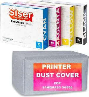 Sawgrass Easysubli Sublimation Inks SG500 for Siser Users - Bundle with SUBLIMAX Printer Dust Cover (SG500 Easy Subli Cyan Magenta Yellow Black)