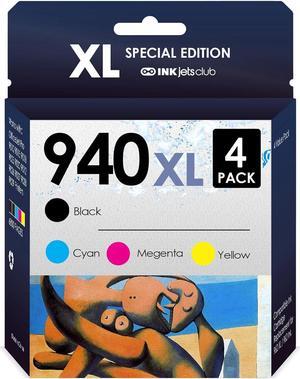 INKjetsclub Compatible Replacement for 940XL Ink Cartridge. Works with Officejet Pro 8000 8500 8500A Plus Printers. 4 Pack (Black, Cyan, Magenta, Yellow)