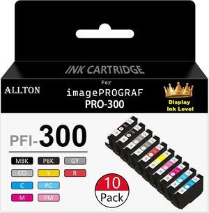 PFI-300 PFI300 Ink Cartridge Replacement forcanon imagePROGRAF PRO-300 Printer(10-Pack,MBK PBK CO GY R C M Y PC PM)