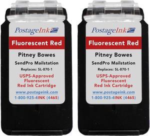 PB SL-870-1 Red Fluorescent Compatible Ink Cartridge for SendPro Mailstation (CSD1) Meters (2-Pack)