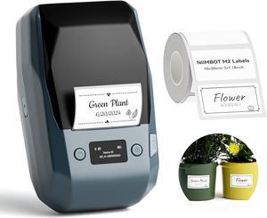 NIIMBOT Label Maker for Plant Labels, M2 Bluetooth Label Printer with Black Ribbon Cartridge and White Labels, 300 DPI, Compatible with 7 Android, 3 iOS, PC
