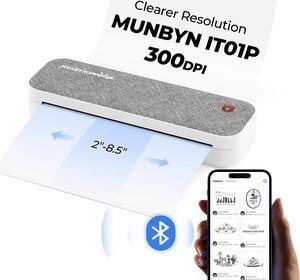MUNBYN 300DPI Portable Printer Wireless for Travel, Bluetooth Thermal Printer, Support 8.5x11 US Letter&A4 Thermal Paper, Compatible with Android and iOS Phone & Laptop, Inkless Printer for Mobile Use