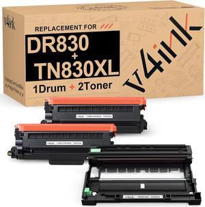 v4ink 3pk Compatible TN830XL DR830 Replacement for Brother TN830 TN830XL Toner Cartridge DR830 Drum Set for Brother DCP-L2640DW HL-L2400D HL-L2405W HL-L2460DW HL-L2480DW Printer (1 Drum + 2 Toner)