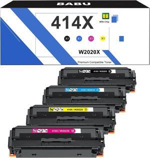 BABU 414X Compatible Toner Cartridges 4 Pack with Chip Replacement  414X W2020X Use  Color Laserjet M455dn M479dw M479fdn M479fdw M454dn M454dw M454 M479 Printer
