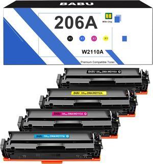 BABU 206A Compatible Toner Cartridges (with Chip) Replacement  206A W2110A W2111A Works  Color Laserjet Pro M255dw M255nw MFP M283fdw M283fdn M283cdw m282nw