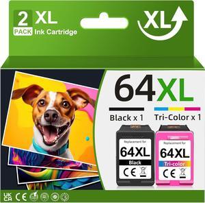 64XL Ink Cartridges Black and Color  64XL Ink Cartridge Combo Pack Replacement  64 Ink fit for Envy Photo 7855 7858 7155 7120 7800 6252 6255 7158 7100 7164 Tango Series Printer (2 Pack)
